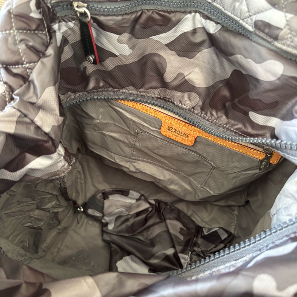 MZ Wallace Metro Quilted Tote in Gray and Brown Camouflage - Picture 2 of 9
